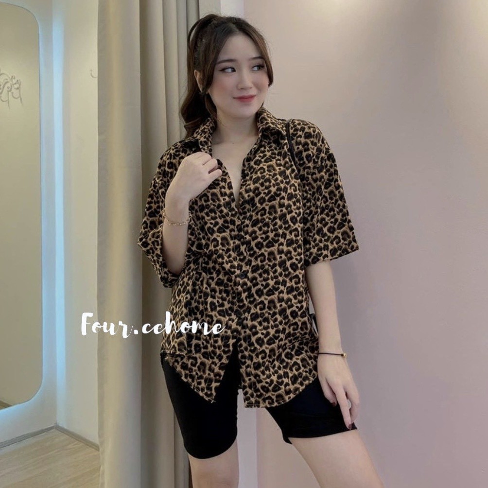 Set sơ mi beo + quần legging [có sẵn]