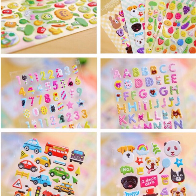 Set 5 tờ Sticker nổi 3D