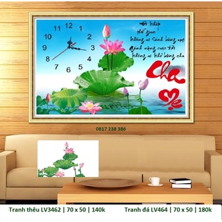 Tranh thêu chữ thập, tranh đính đá cha mẹ lv3462 , lv464