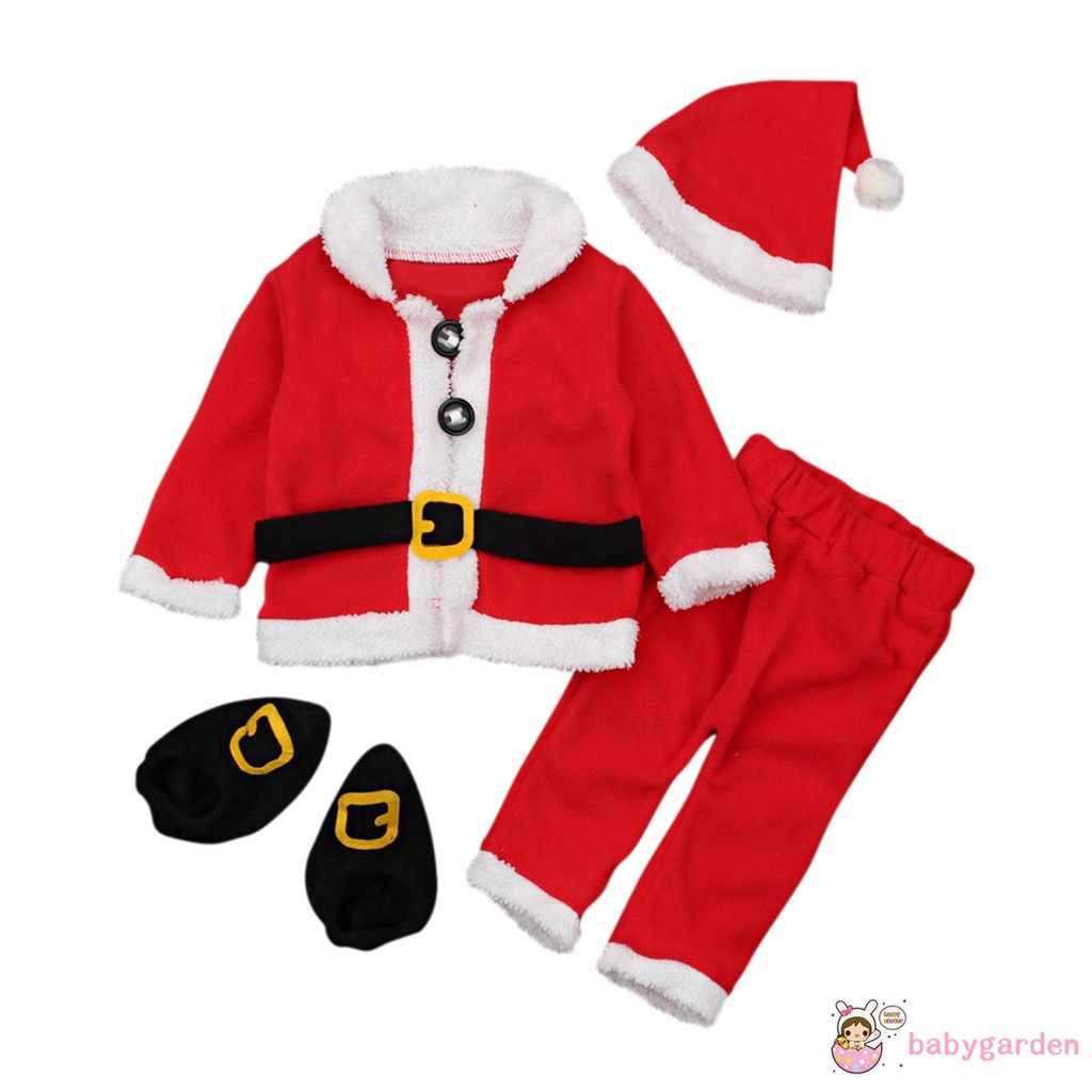 Bộ Áo khoác + quần dài + mũ + vớ phong cách ông Noel giáng sinh cho bé