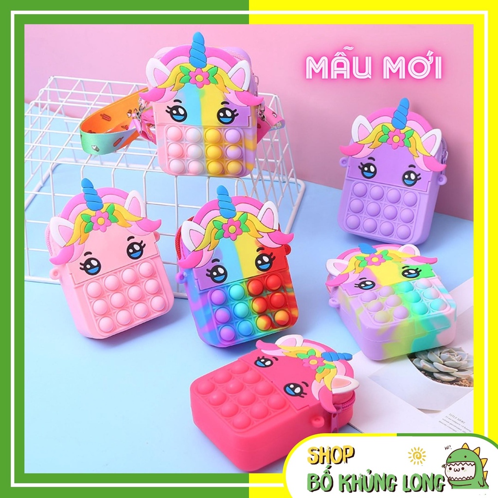 [MỚI] Túi Pop It Đeo Chéo Đựng Đồ Chơi Bằng Silicone Hình Kỳ Lân Chống Áp Lực Cho Bé Gái - BỐ KHỦNG LONG