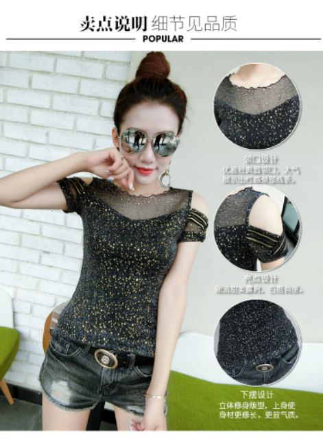 #Áo thun nhũ cao cấp - áo hở vai cách điệu | BigBuy360 - bigbuy360.vn