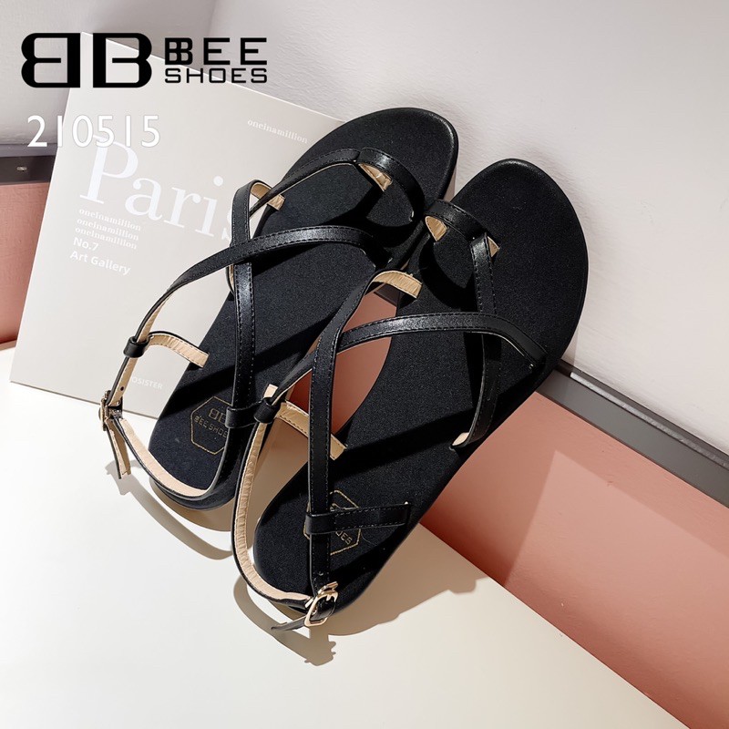 BEESHOES- SANDANLS NỮ DA MỀM DÂY CHÉO- SANDANLS NỮ ĐẾ BỆT DỄ ĐI MÀU ĐẸP SẴN ĐEN ,KEM ,TRẮNG 210515