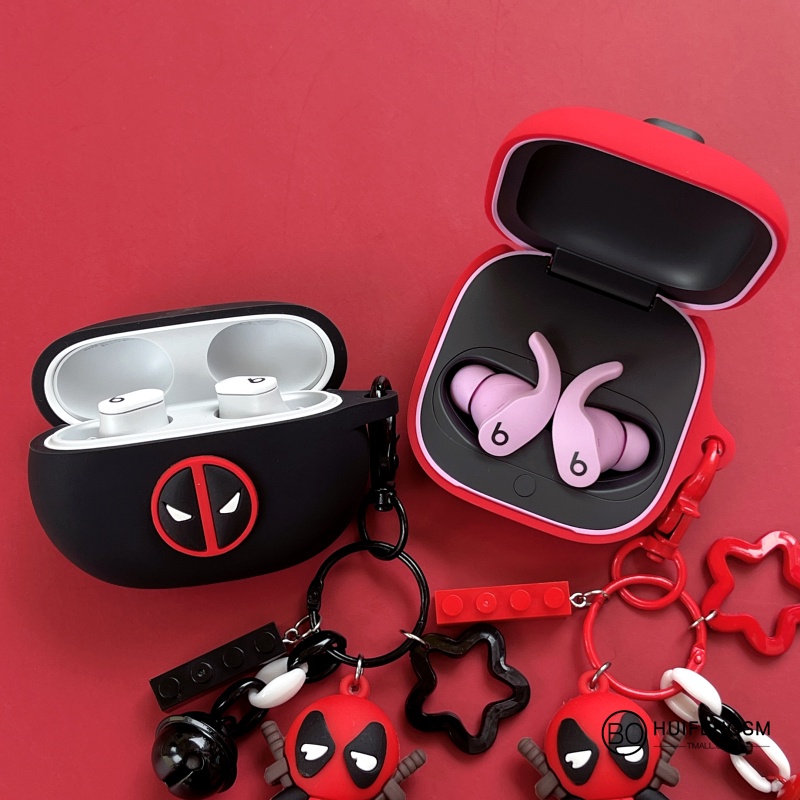 Beats Studio Buds Case Cartoon Ring Lanyard Silicone Soft Shell Case Beats Fit Pro Headphone Case Cover Shockproof Shell Case Cartoon Deadpool Keychain Charm Beats Studio Buds Cover Fit Pro Case