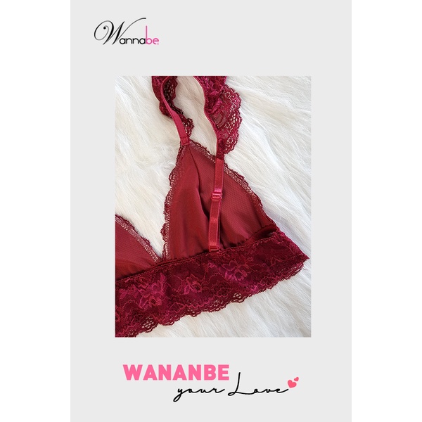 Nội y bộ Wannabe, áo ngực bralette cao căp Wannabe BOR08 dây vai cánh tiên quần lưng vừa nữ tính gợi cảm