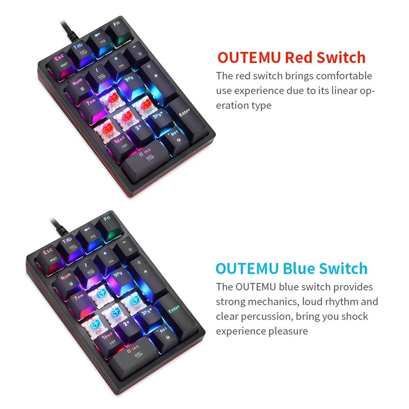 MOTOSPEED K24 Numeric Mechanical Keyboard 21 Keys USB Wired Keyboard with 13 RGB Light Effects OUTEMU Blue Switch | BigBuy360 - bigbuy360.vn