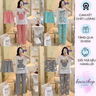 Bộ ngủ nữ set 3 món phù hợp mùa xuân mùa hè và mùa thu hoạt hình đẹp mắt (Kèm video và ảnh thật)
