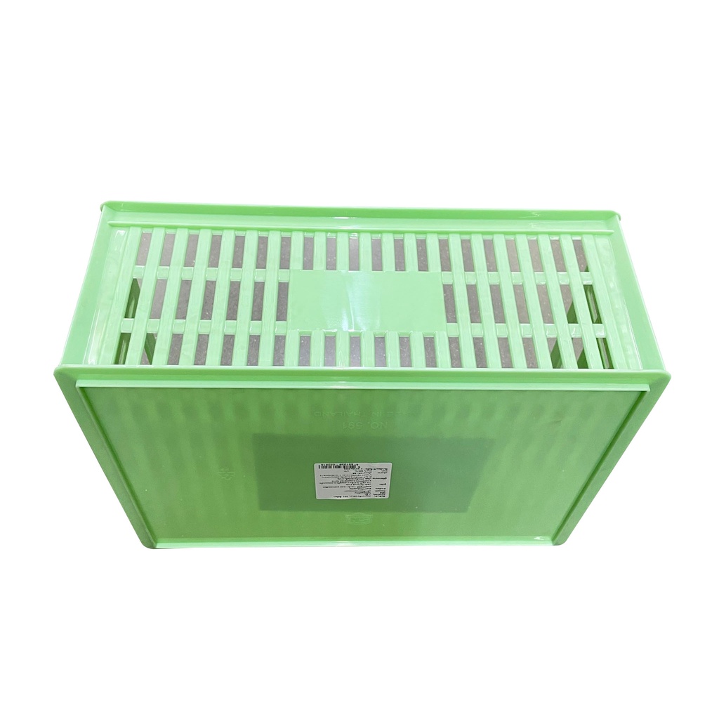 HomeBase ME LIVING Hộp đựng đồ nhỏ bằng nhựa có thể xếp chồng lên nhau Thái Lan 591 W30xD23.5xH12.5cm màu xanh lá