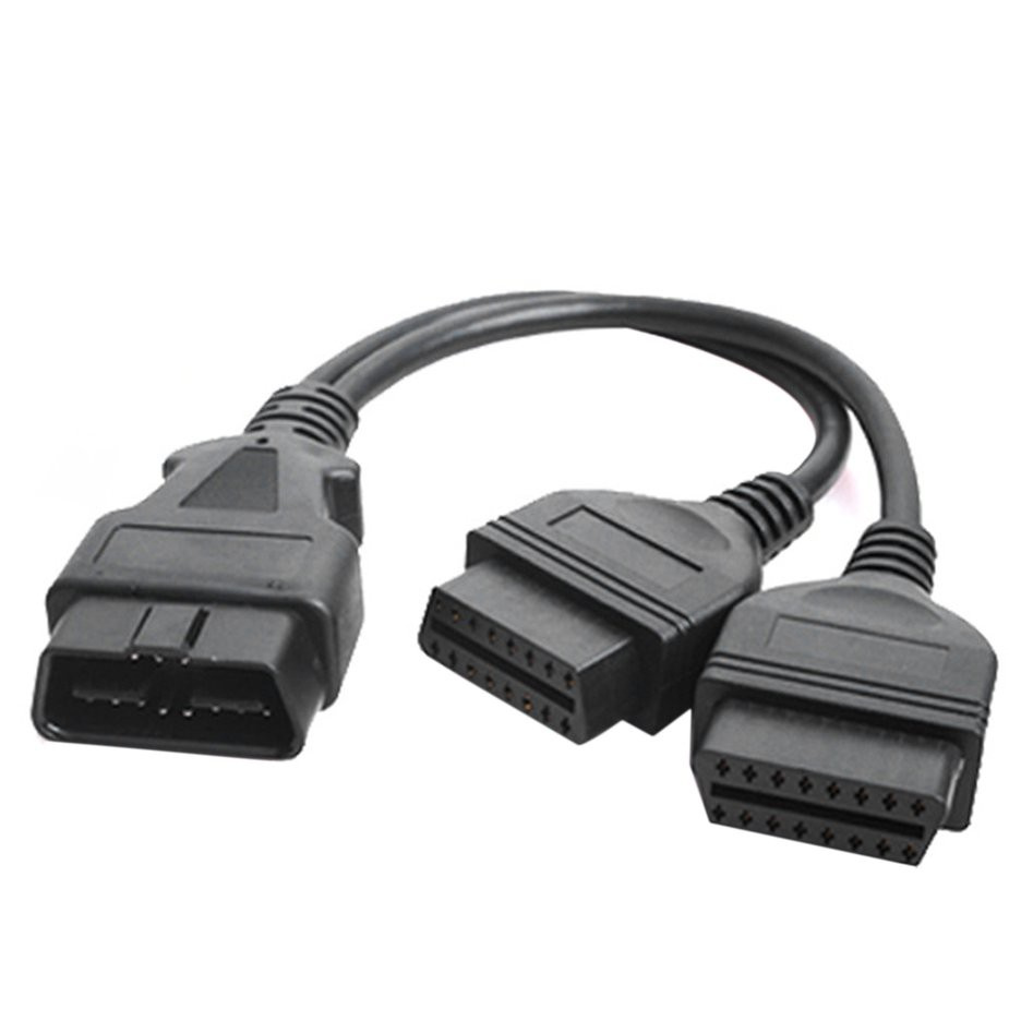 Dây cáp mở rộng chia OBDII chữ Y 16Pin OBD2 chuyển đổi đầu cắm sang 2 cổng lỗ cắm