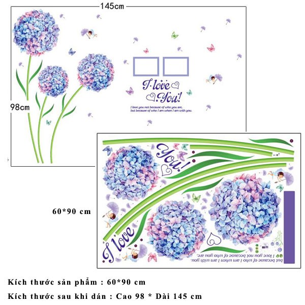 Decal dán tường - Giấy dán tường - Cẩm tú cầu - flower decal - sk9124B | BigBuy360 - bigbuy360.vn
