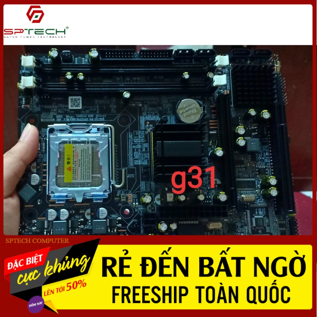 Mainboard Gigabyte 💎𝓕𝓡𝓔𝓔𝓢𝓗𝓘𝓟💎 Bo Mạch Gigabyte G31 DDR2 Công Ty Box ( BH 12 tháng ) SPTECH COMPUTER