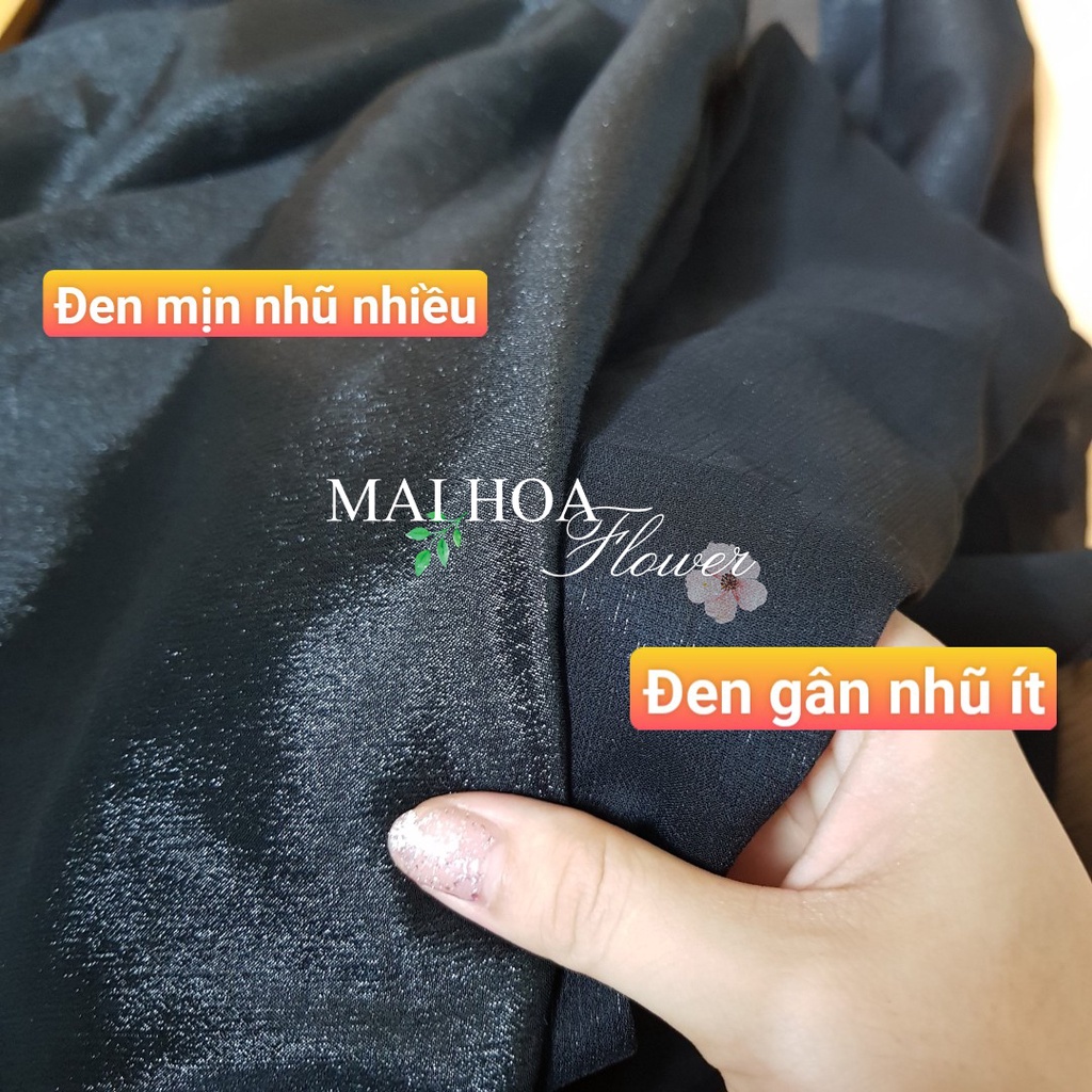 Vải voan đen ánh nhũ chất tơ mịn dùng làm vải may đồ vải may đầm chất mỏng mềm nhẹ, Maihoaflower
