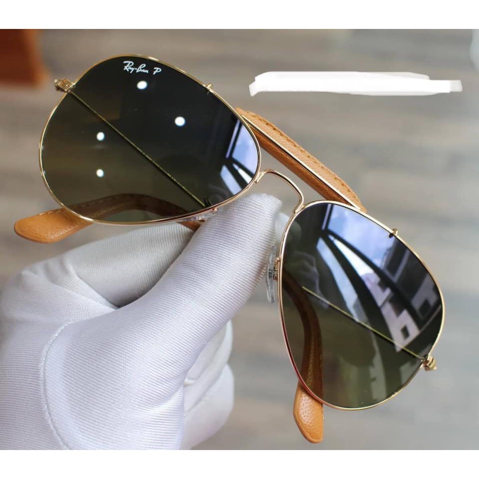 Kính mát Rayban Rayban Aviator Crap bọc da RB3422Q mắt Phân Cực ⚜️Hàng Authentic⚜️
