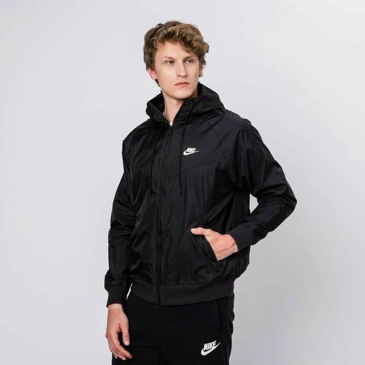 Áo khoác dù nam Nike chính hãng màu đen 2 lớp có mũ trùm đầu bên trong lớp lót cách nhiệt