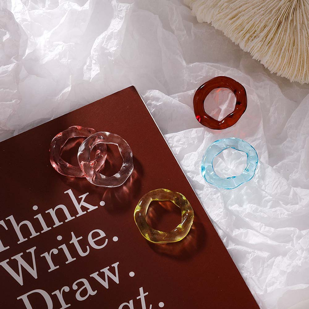 Nhẫn Acrylic Trong Suốt Nhiều Màu Sắc Phong Cách Hàn Quốc Cổ Điển Thời Trang