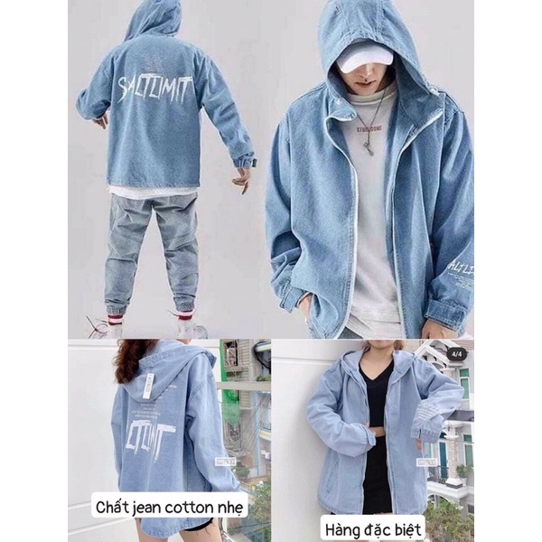 ÁO KHOÁC JEAN UNISEX HÀNG VN XUẤT KHẨU CÁ TÍNH CÓ NÓN THỜI TRANG