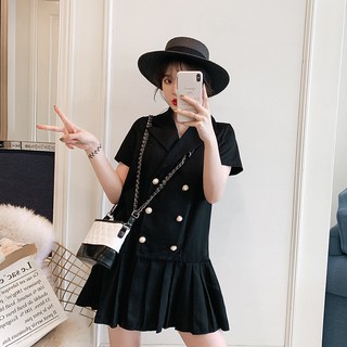 D65 - đầm bigszie đen dáng vest xếp ly