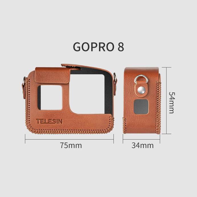 Bao da Ốp GoPro 5 6 7 8 Cao Cấp Có Dây Đeo Chính Hãng Telesin