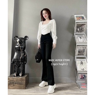 Quần bò loe đen nữ chất bò đẹp