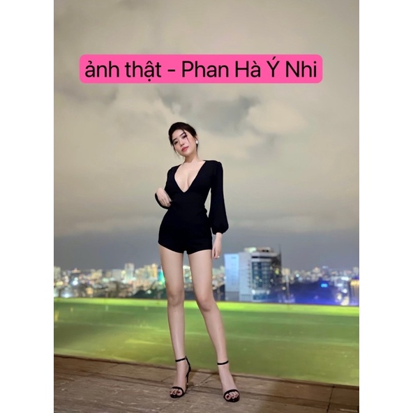 Jumpsuits Đùi tay Phồng Hỡ Ngực Sâu