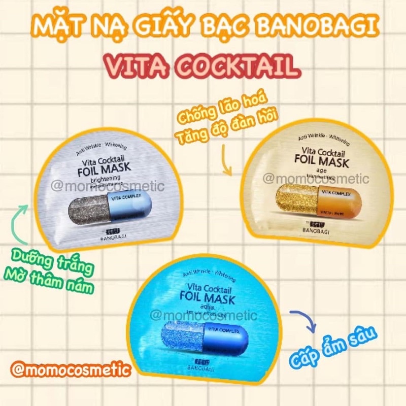 [Mã SKAMLTSM9 giảm 10% đơn 99K] Mặt nạ giấy Banobagi Vita Cocktail Foil Mask