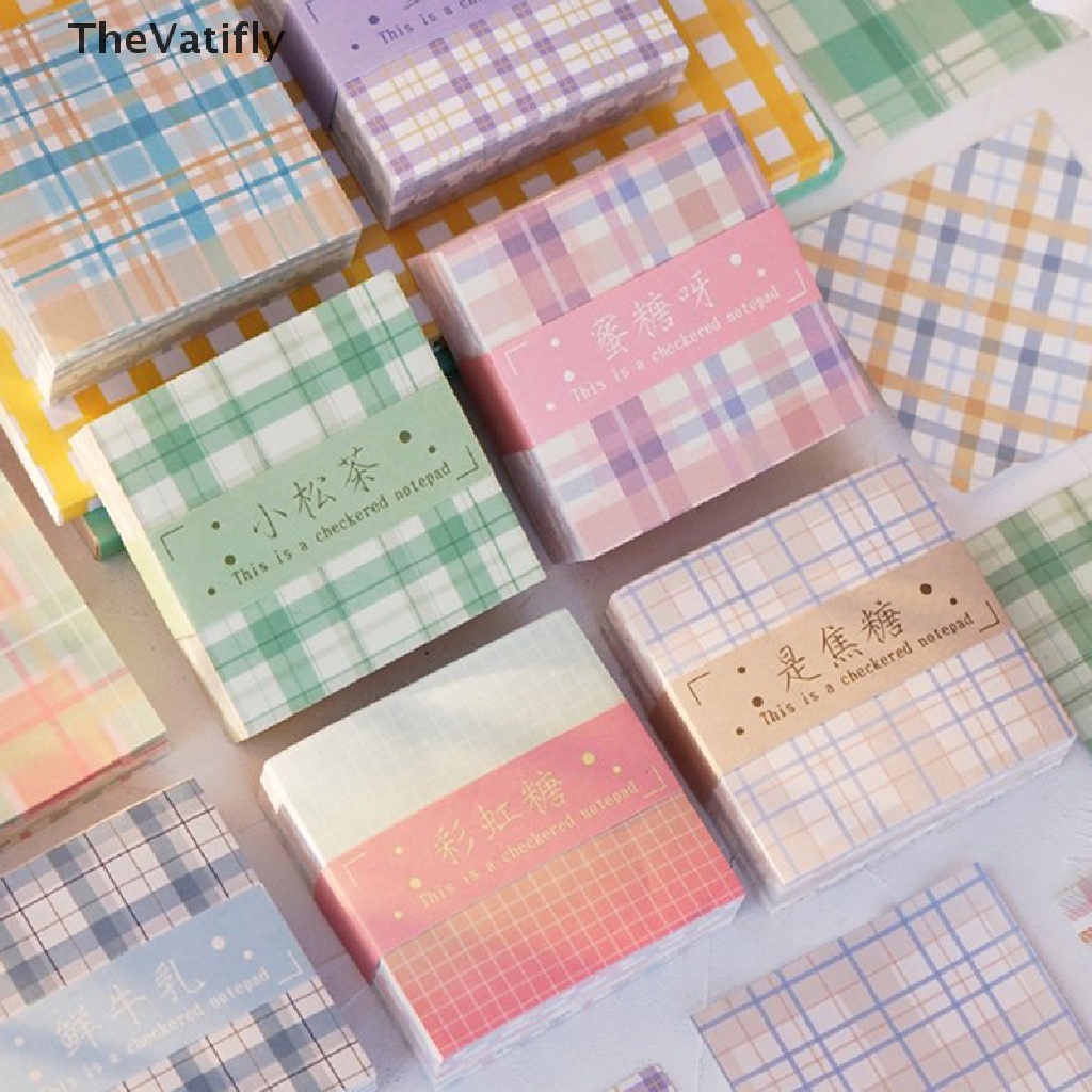 Bộ 200 Giấy Ghi Chú Họa Tiết Kẻ Ô Nhiều Màu Sắc Dễ Thương