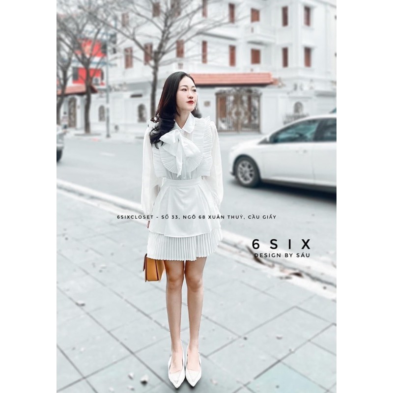 Chân váy xoè dập ly dưới - Đen, Trắng | BigBuy360 - bigbuy360.vn