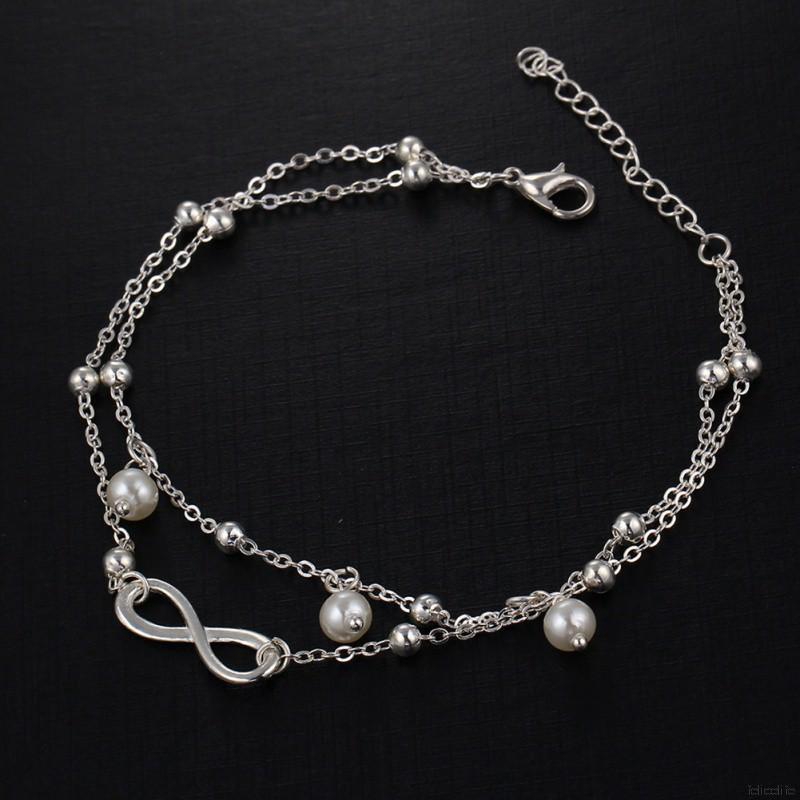 Women New Vintage Silver Color Pearl Anklet Bohemian Fashion beach Beads Ankle | BigBuy360 - bigbuy360.vn