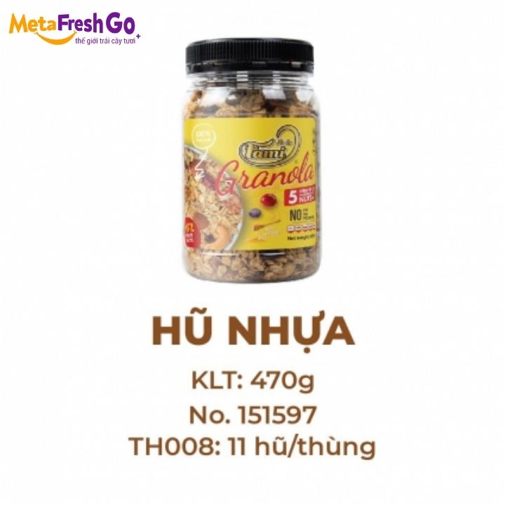 Hạt Dinh Dưỡng Ngũ Cốc Muesli Faminuts (Hũ Nhựa) - 365g Tự Nhiên, Ít Calo, Heathy, Hỗ Trợ Giảm Cảm | Meta Freshgo