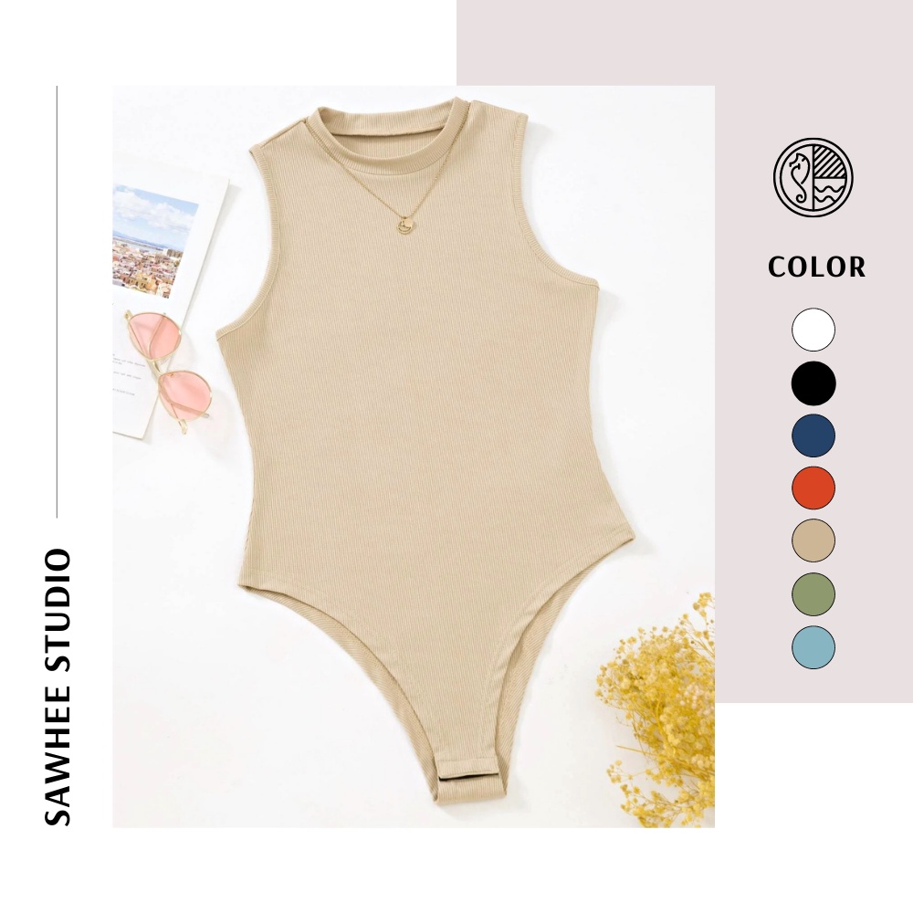 Bodysuit nữ ba lỗ gân trơn phong cách Âu Mỹ BB01