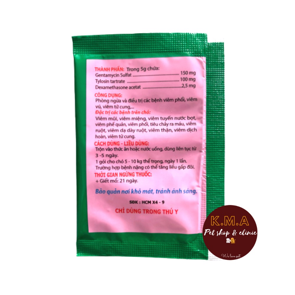 Combo 10 gói GENTA TYLO - D 5g dạng cốm cho chó mèo