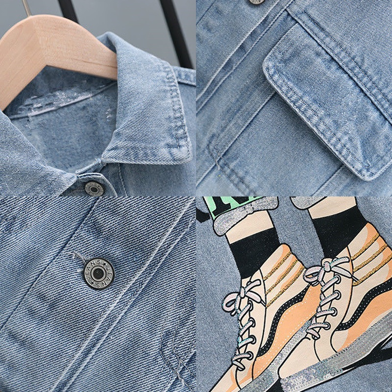 Áo Khoác denim Thời Trang Xuân Thu Mới Cho Bé Gái Aku