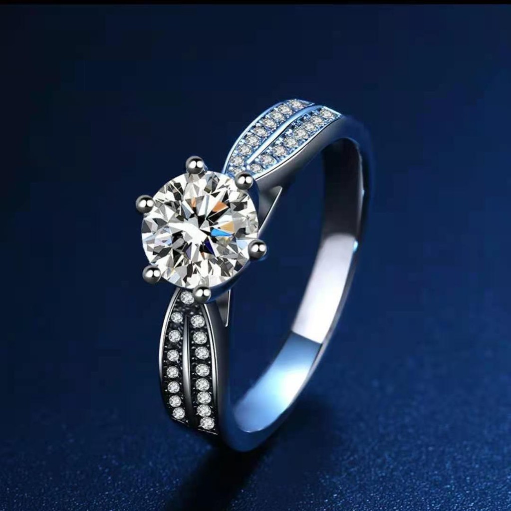 Nhẫn cưới kim cương chính hãng tương đương cặp Mossan Diamond nam nữ đôi phiếu quà tặng