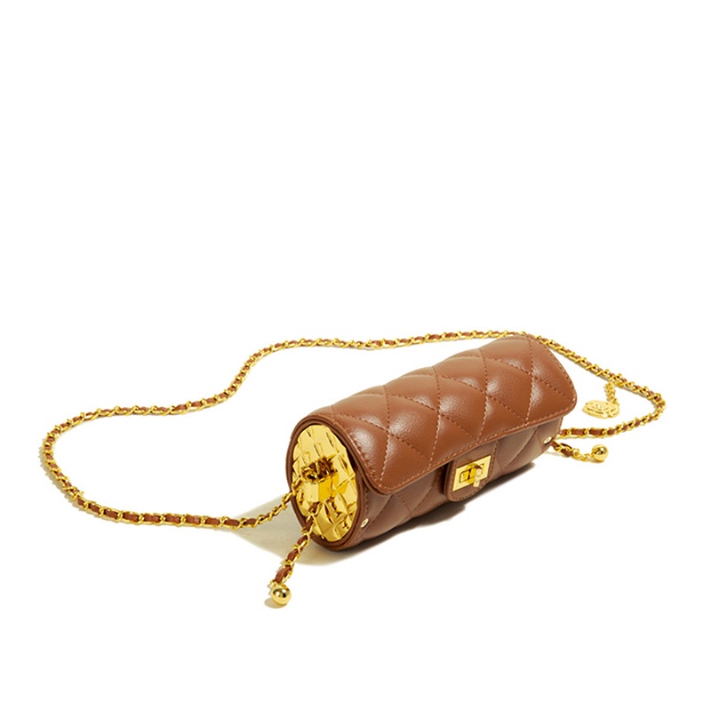 IELGY Túi đeo chéo hình trụ thiết kế dây xích dễ phối đồ