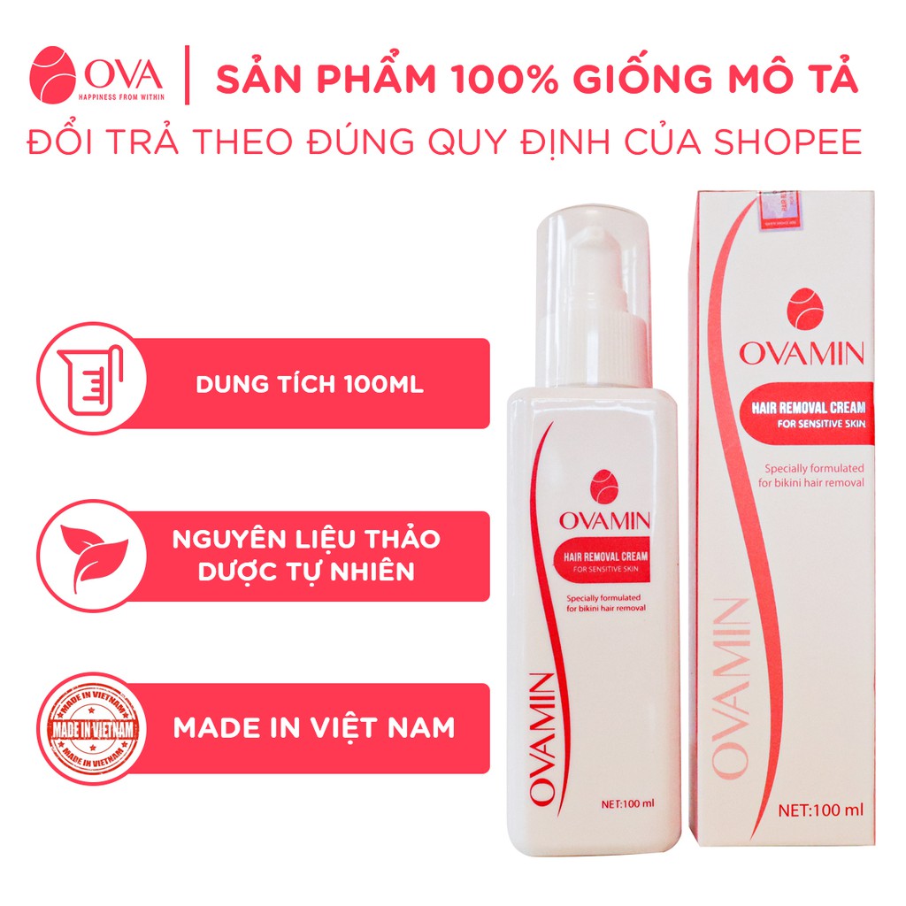 Kem tẩy lông Body OvaMin - triệt lông nách, chân, tay, bikini, vùng kín, an toàn và không gây kích ứng da, 100ml