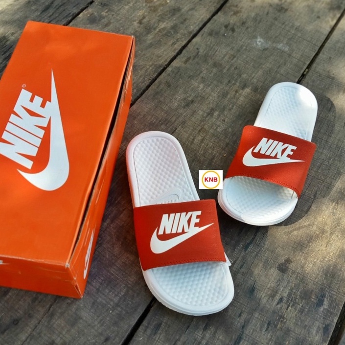 [ sale Sốc + Freeship] Dép nam, dép quai ngang nam nữ unisex nike benassi cartoon ❤️FREESHIP + Hộp❤️ đế trắng quai đỏ