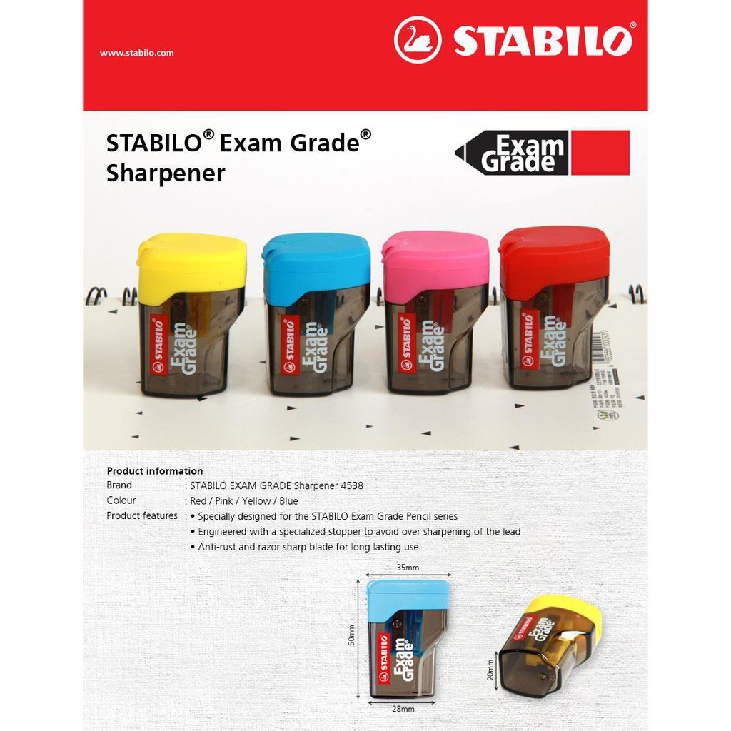 Chuốt bút chì STABILO Exam Grade 4538 (3 màu)