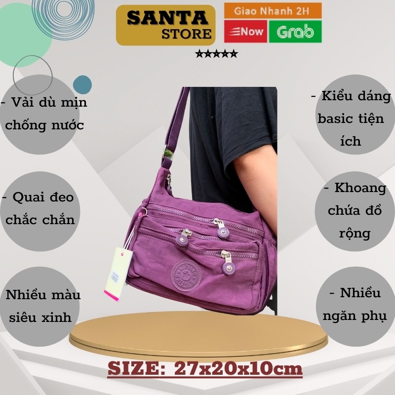 Túi đeo chéo nữ vải dù canvas Kipling KL8011 SANTA STORE thời trang cao cấp nhiều ngăn đựng điện thoại, ví tiền tiện lợi