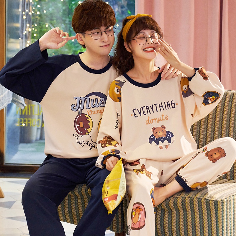 áo nữ đồ bộ pyjama Đồ mặc nhà Pijama Bộ Đồ Ngủ Vải Phi Bóng Phong Cách Hàn Quốc Gợi Cảm Cho Cặp Đôi Đồ ngủ đôi đồ mặc nh