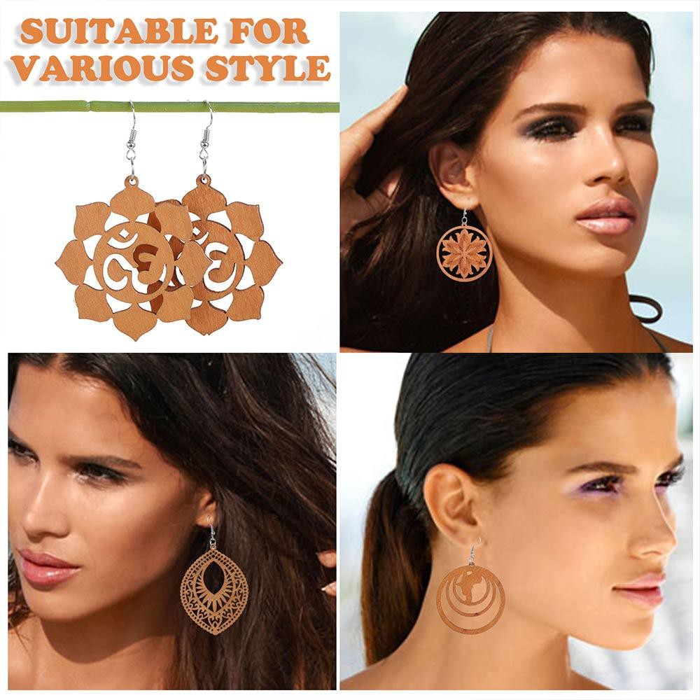 Đôi bông tai bằng gỗ dáng dài phong cách bô hem dành cho nữ