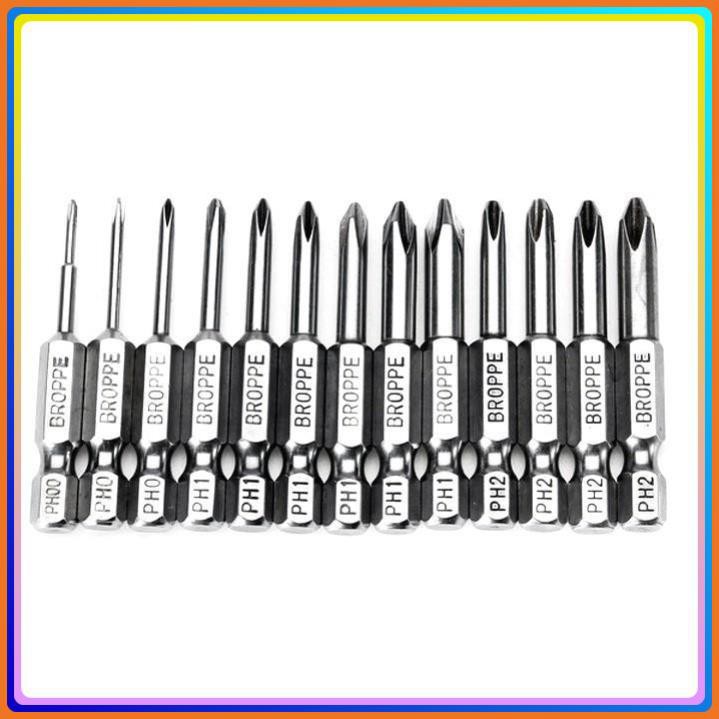 Bộ 13 mũi tô vít 4 cạnh chuôi lục giác dài 50mm cho khoan