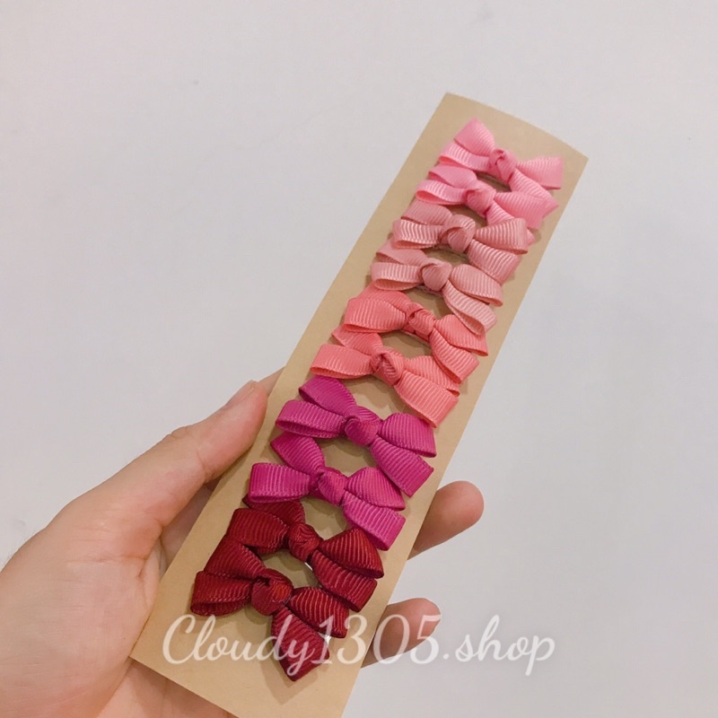 Set 10 kẹp nơ tone màu hồng dễ thương