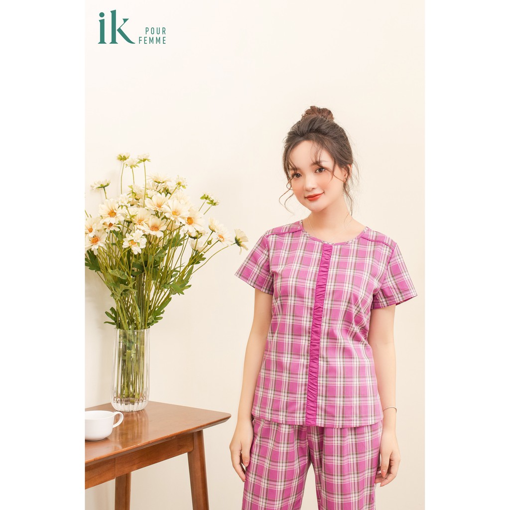 Bộ mặc nhà IK Pijama áo cộc tay quần dài vải KT 0186 Giá 385.000đ