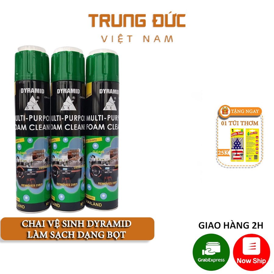 Chai Xịt Bọt Đa Năng TRUNGDUCVN DYRAMID vệ sinh ghế da nội thất Ô Tô Foam Cleaner Màu Xanh