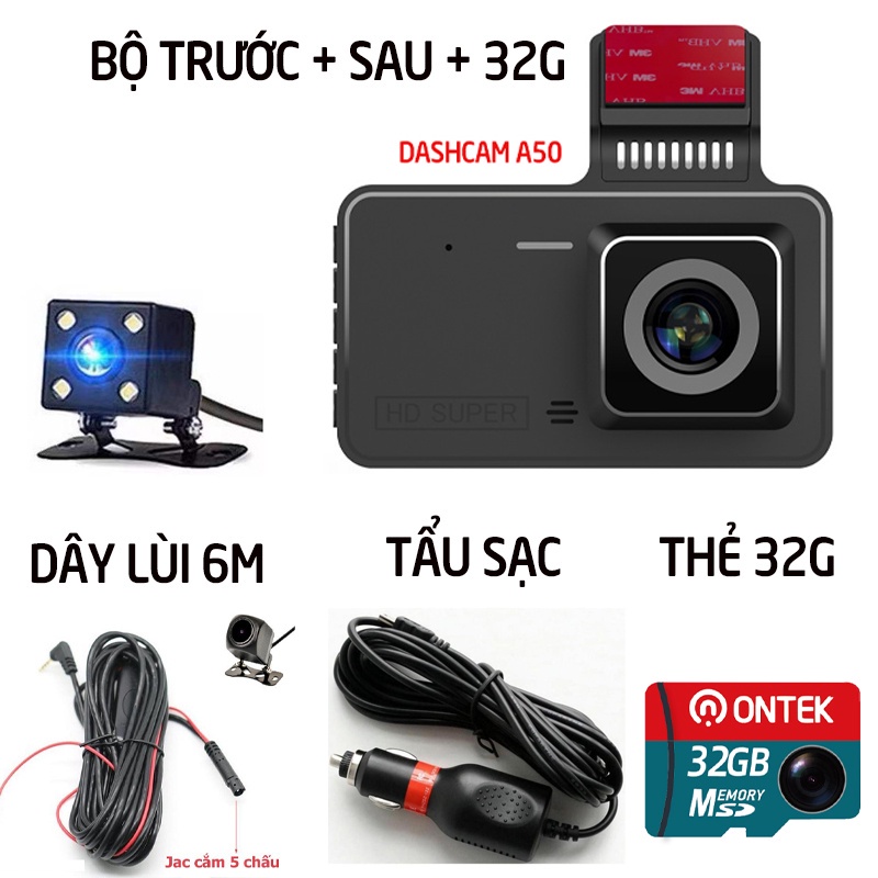 Camera hành trình ONTEKCO A50,màn hình 4 inch Full HD siêu nét, Chống Rung tự động-Bảo Hành 12 Tháng