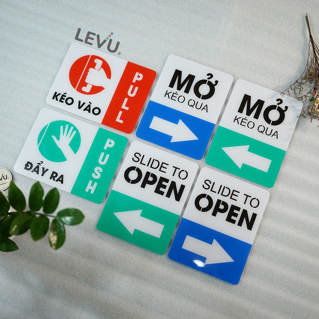 Bảng mica pull push dán cửa kéo vào đẩy ra trang trí cửa ra vào