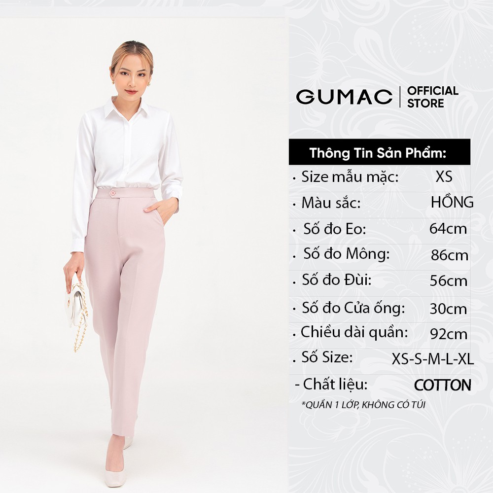 Quần tây nữ đầu lưng nhọn GUMAC QB675 ôm dáng trẻ trung