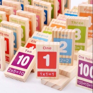 Bộ đồ chơi gỗ domino 100 số cho bé xếp hình, học số, học tiếng anh, học đếm thông minh