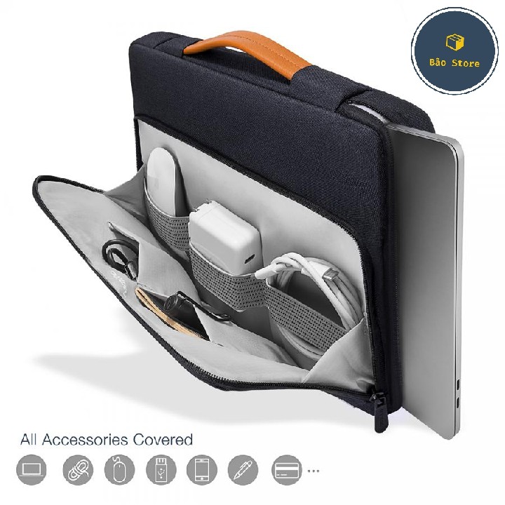 Túi Xách Chống Sốc Laptop/Macbook [ FREESHIP] TÚI XÁCH CHỐNG SỐC TOMTOC BRIEFCASE -SLIVER (T082) | BigBuy360 - bigbuy360.vn