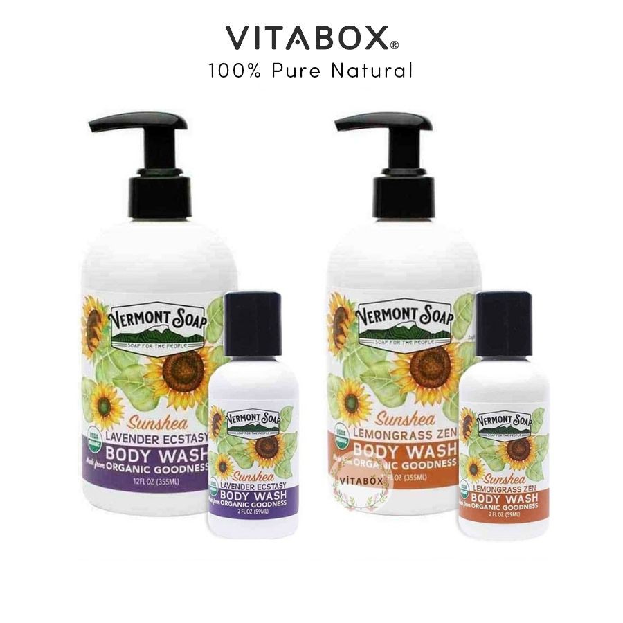 Vermont Soap - Sữa Tắm Hữu Cơ Dịu Nhẹ Cho Da Nhạy Cảm và Em Bé, Giúp Da Mềm Mịn - USDA Organic Body Wash